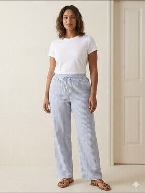 NWT monteau - Blue and White Striped Linen Pants